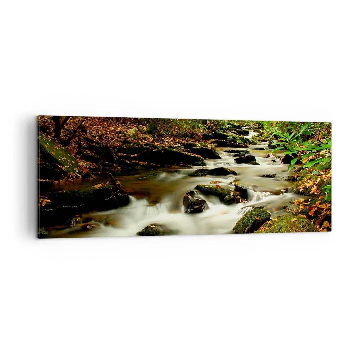 Lærredstryk - Billede på lærred - Som flydende sølv - 140x50 cm