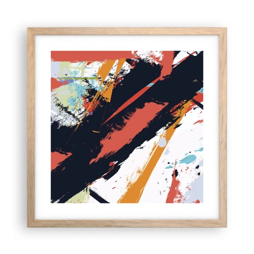 Plakat i ramme af lyst egetræ - Dynamisk sammensætning - 40x40 cm