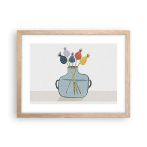 Plakat i ramme af lyst egetræ - Som et valmuefrø - 40x30 cm