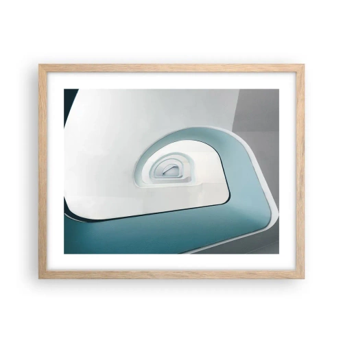 Plakat i ramme af lyst egetræ - Til bunden af det blå - 50x40 cm