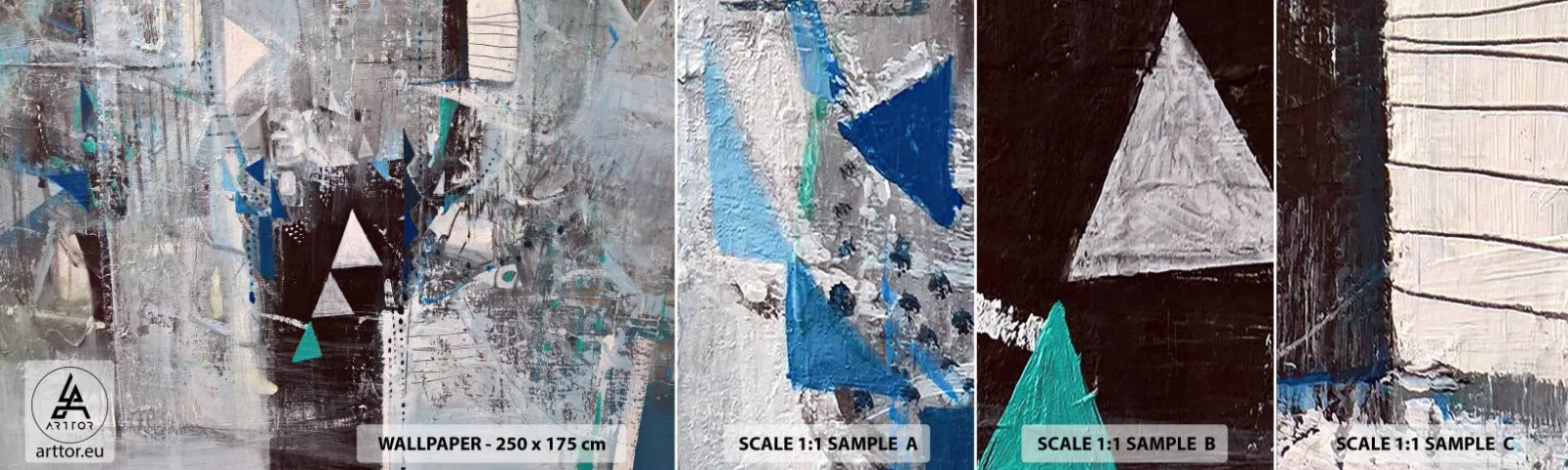 Fototapet Prøve Standard Eco - Overordnet rækkefølge af trekanter - Abstraktion, Stykke, Moderne mønster - 100x30 cm