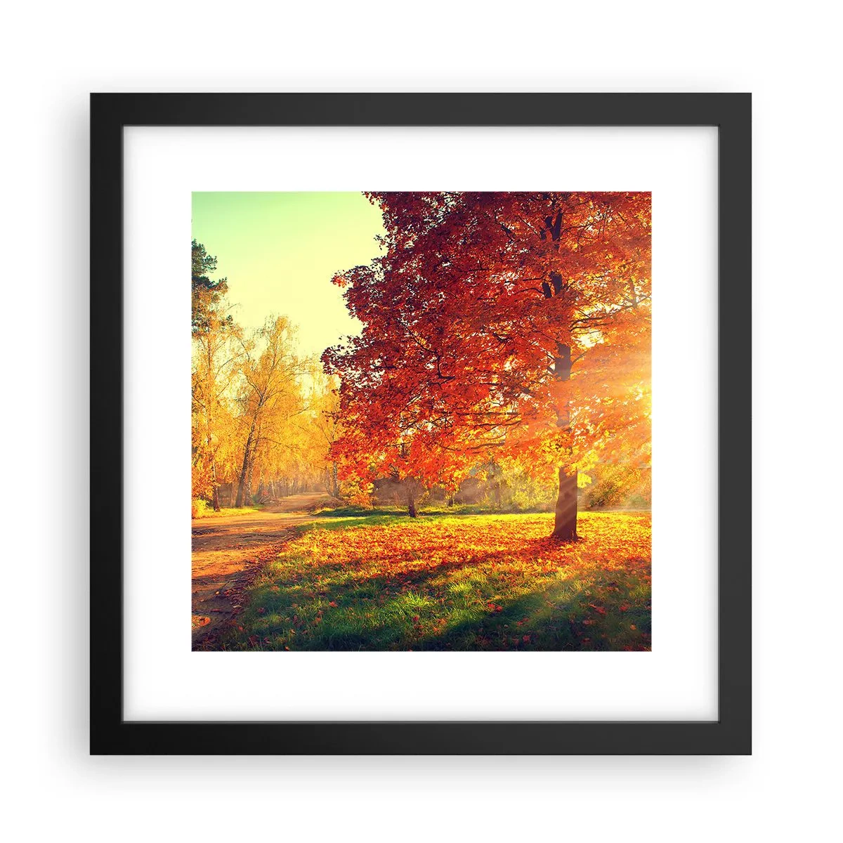 Plakat i sort ramme - Rød er smuk - 30x30 cm