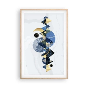 Plakat i ramme af lyst egetræ - Geometrisk landskab - 61x91 cm