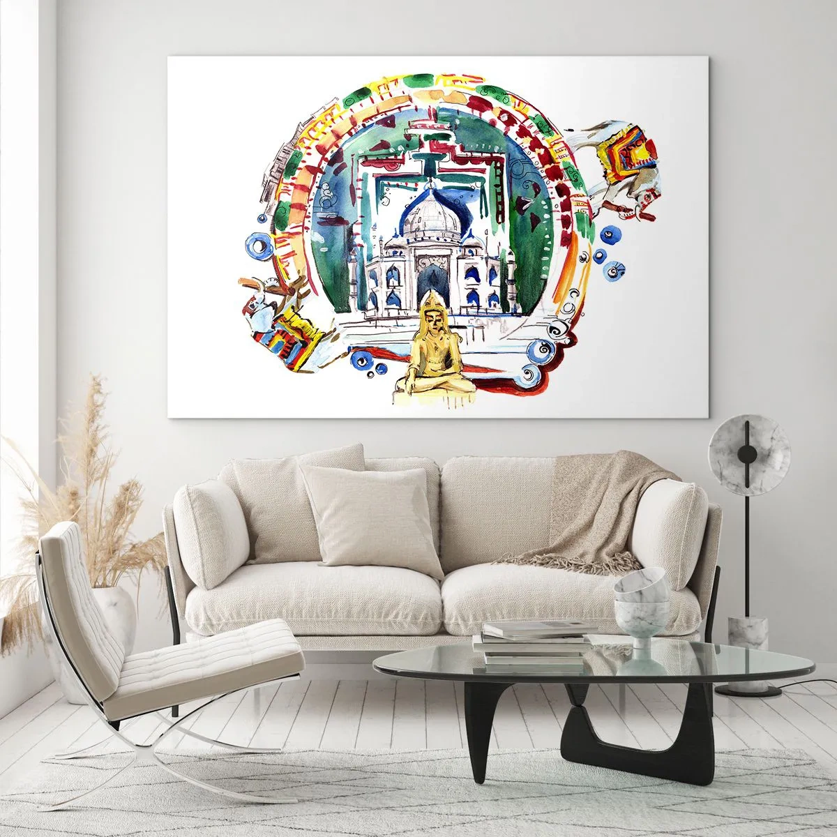 Billede på glas - Hinduisk balance i verden - 100x70 cm