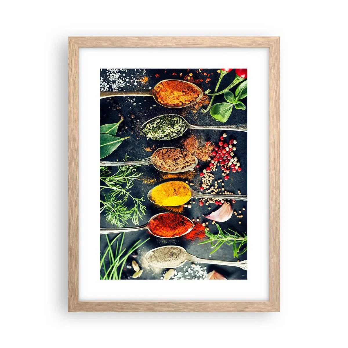 Plakat i ramme af lyst egetræ - Kulinarisk magi - 30x40 cm