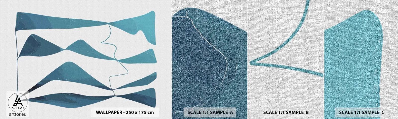 Prøve Fototapet Premium Canvas - Abstraktion: en turkis sammensætning - Minimalisme, Elementer, Abstraktion - 100x30 cm