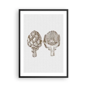 Plakat i sort ramme - Vintage illustration af to artiskokker - 50x70cm - Lektion i anatomi - Moderne vægdekoration til stue og soveværelse ARTTOR