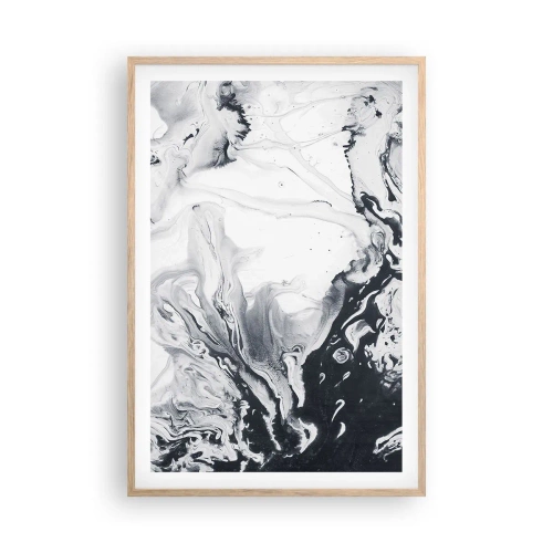 Plakat i ramme af lyst egetræ - Jordens indre - 61x91 cm