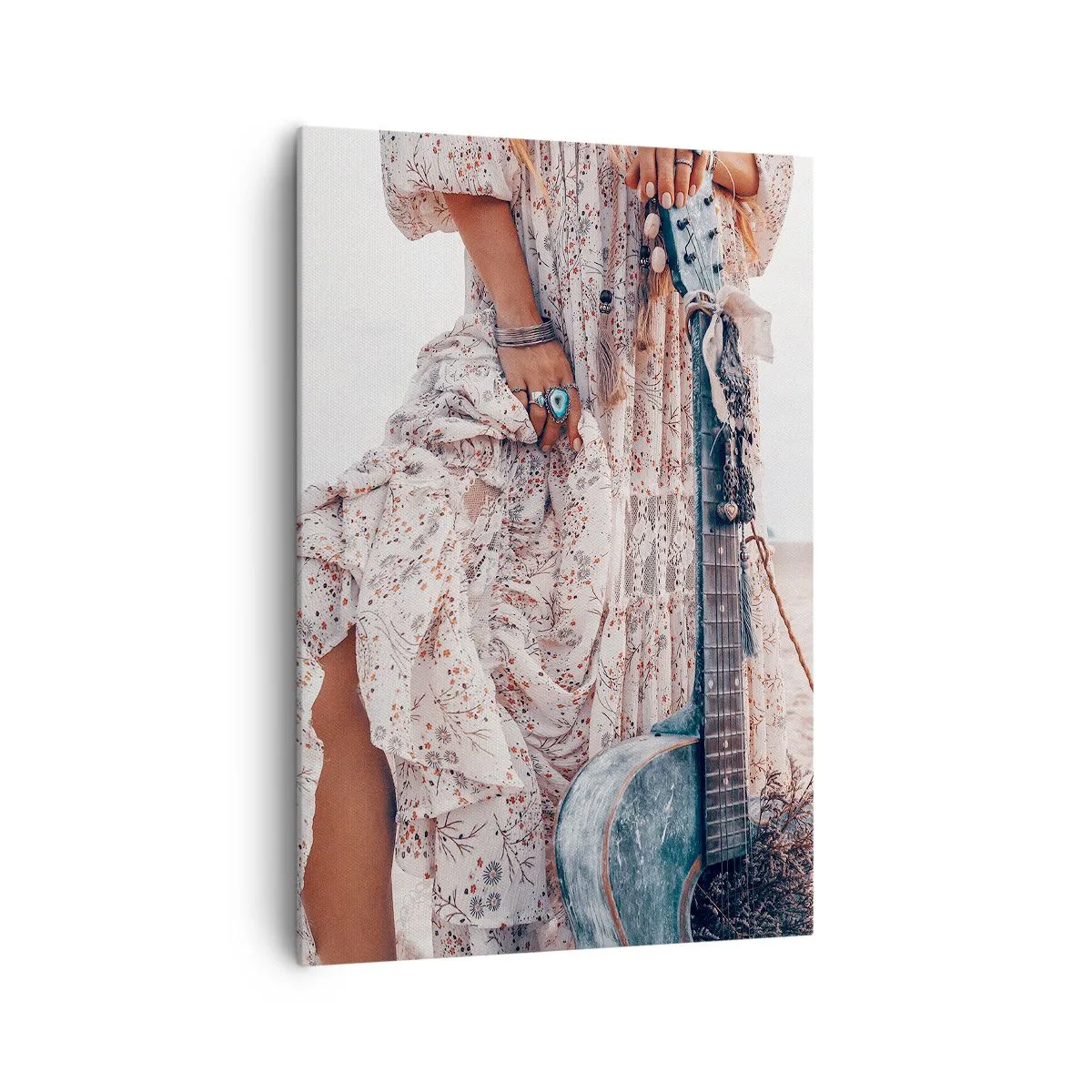 Lærredstryk - Billede på lærred - Børn blomster på vej - 70x100 cm