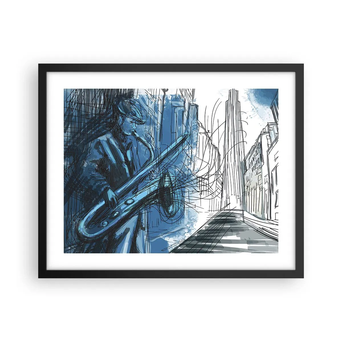 Plakat i sort ramme - Byens rapsodi - 50x40 cm