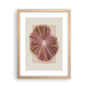 Plakat i ramme af lyst egetræ - Strålende abstraktion - 30x40 cm
