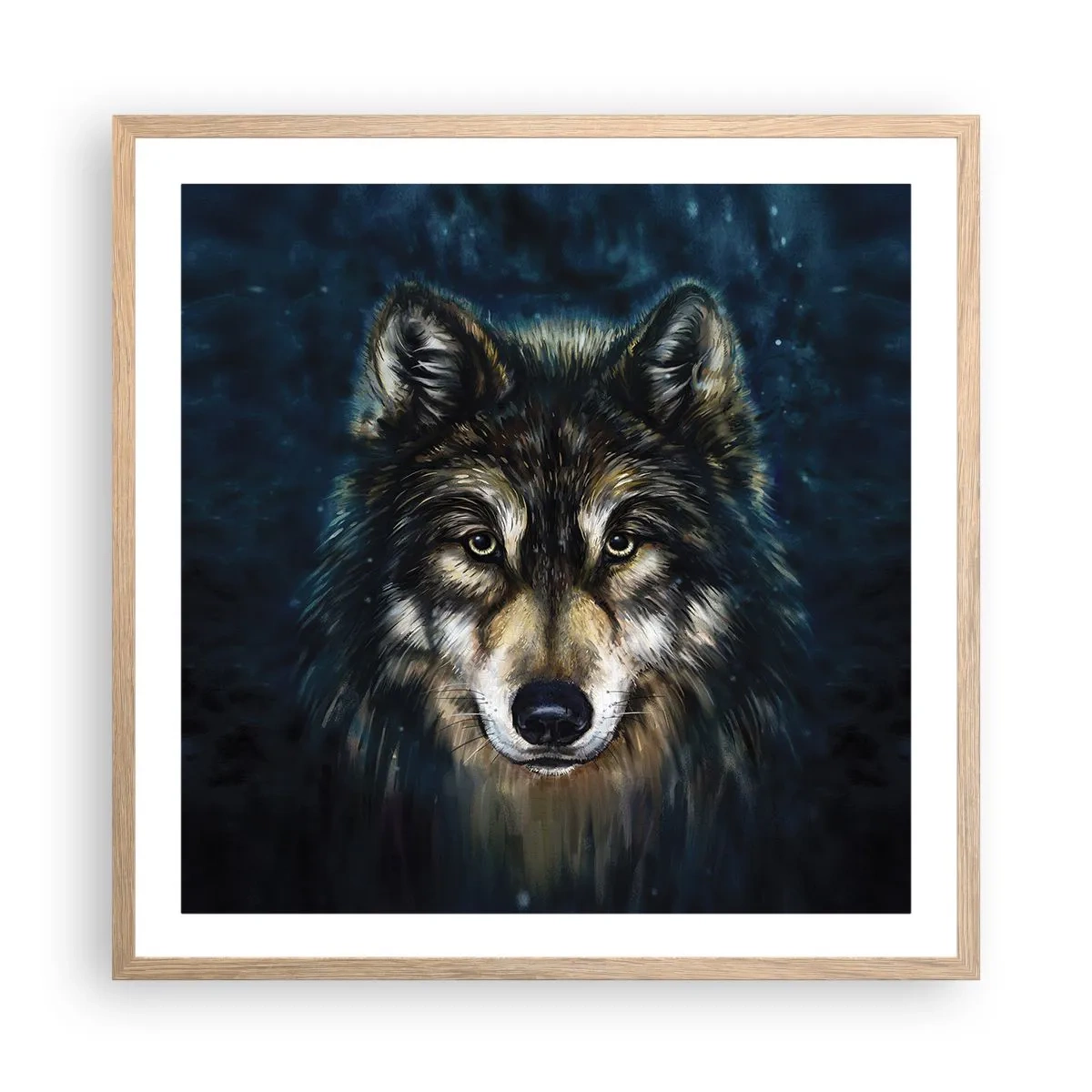 Plakat i ramme af lyst egetræ - Alfa? Og omega - 60x60 cm