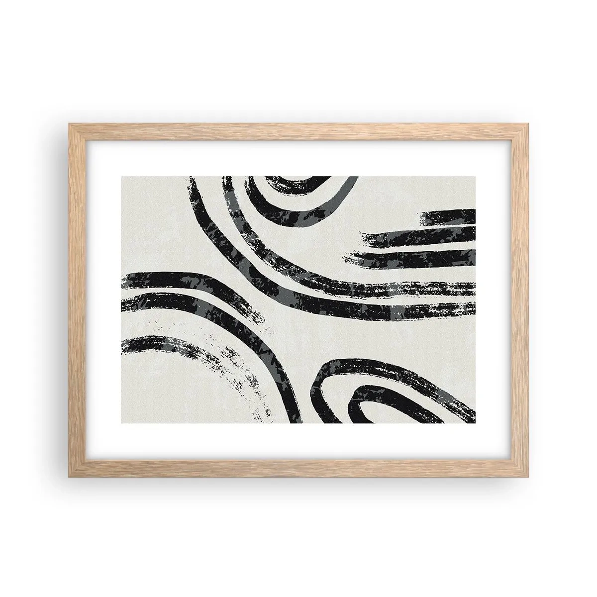 Plakat i ramme af lyst egetræ - Halvt stoppet - 40x30 cm