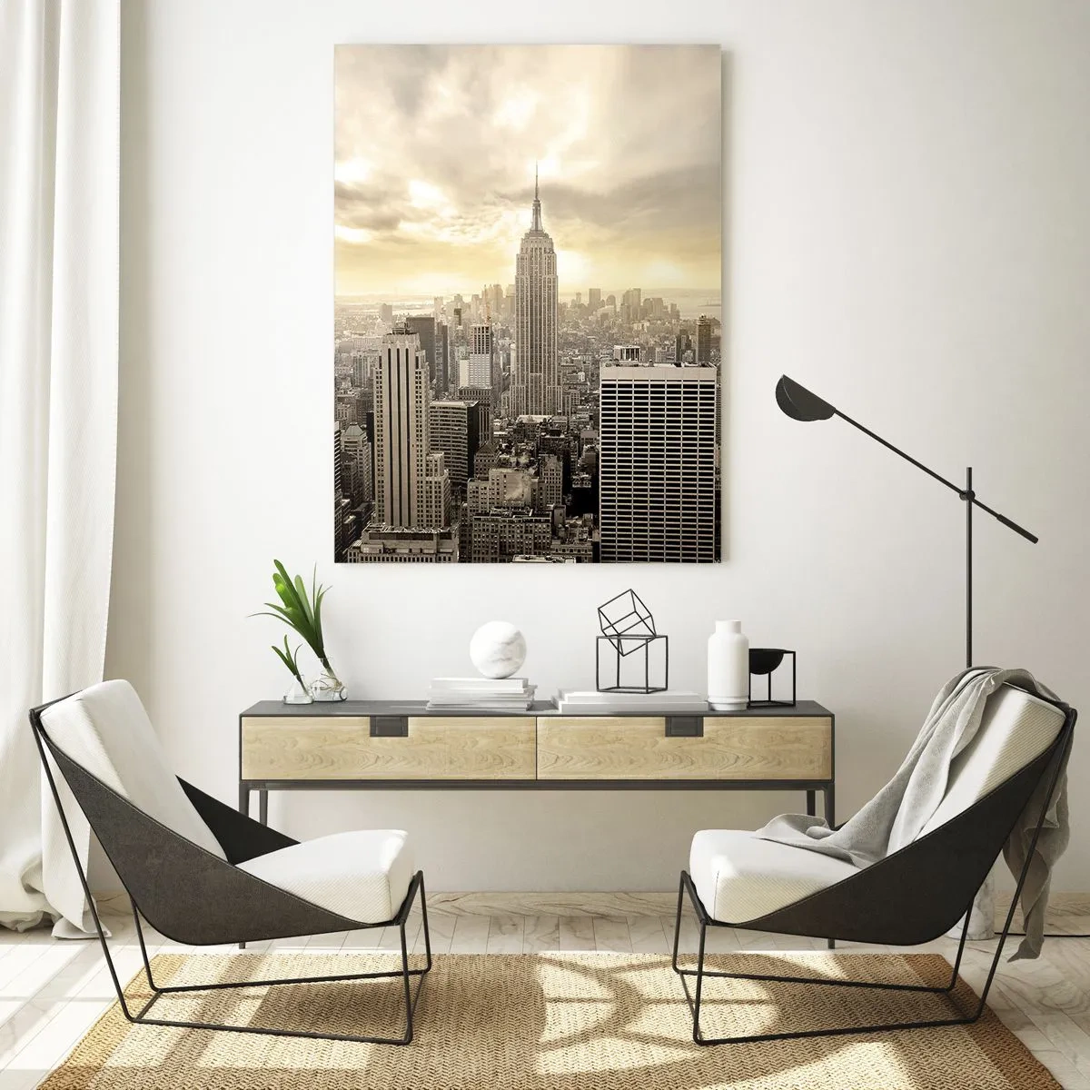 Billede på glas - New York vævet af grå - 70x100 cm