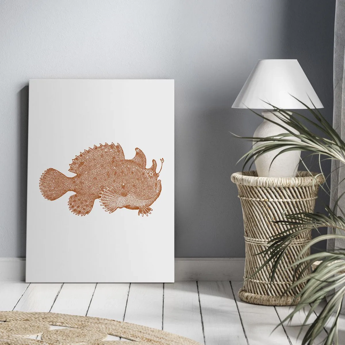 Lærredstryk - Billede på lærred - Og dog en fisk - 70x100 cm