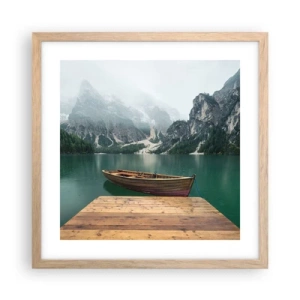 Plakat i ramme af lyst egetræ - "Og stolte pander" - 40x40 cm