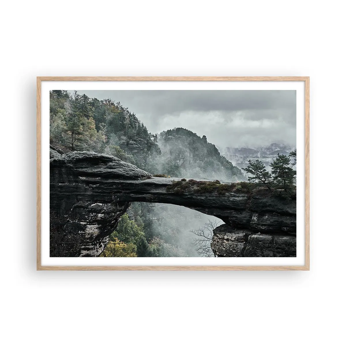 Plakat i ramme af lyst egetræ - Eventyret er ved at begynde - 100x70 cm