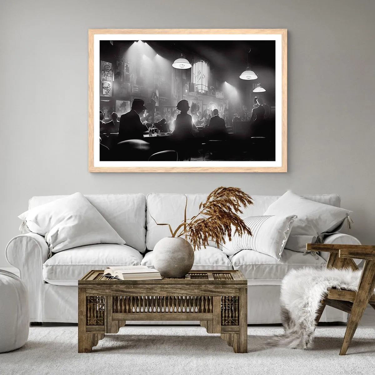 Plakat i ramme af lyst egetræ - I en jazzet stemning - 40x30 cm