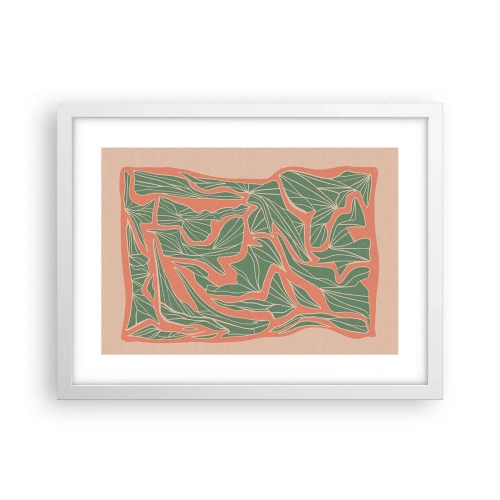 Plakat i hvid ramme - En kamp mellem koral og grøn - 40x30 cm