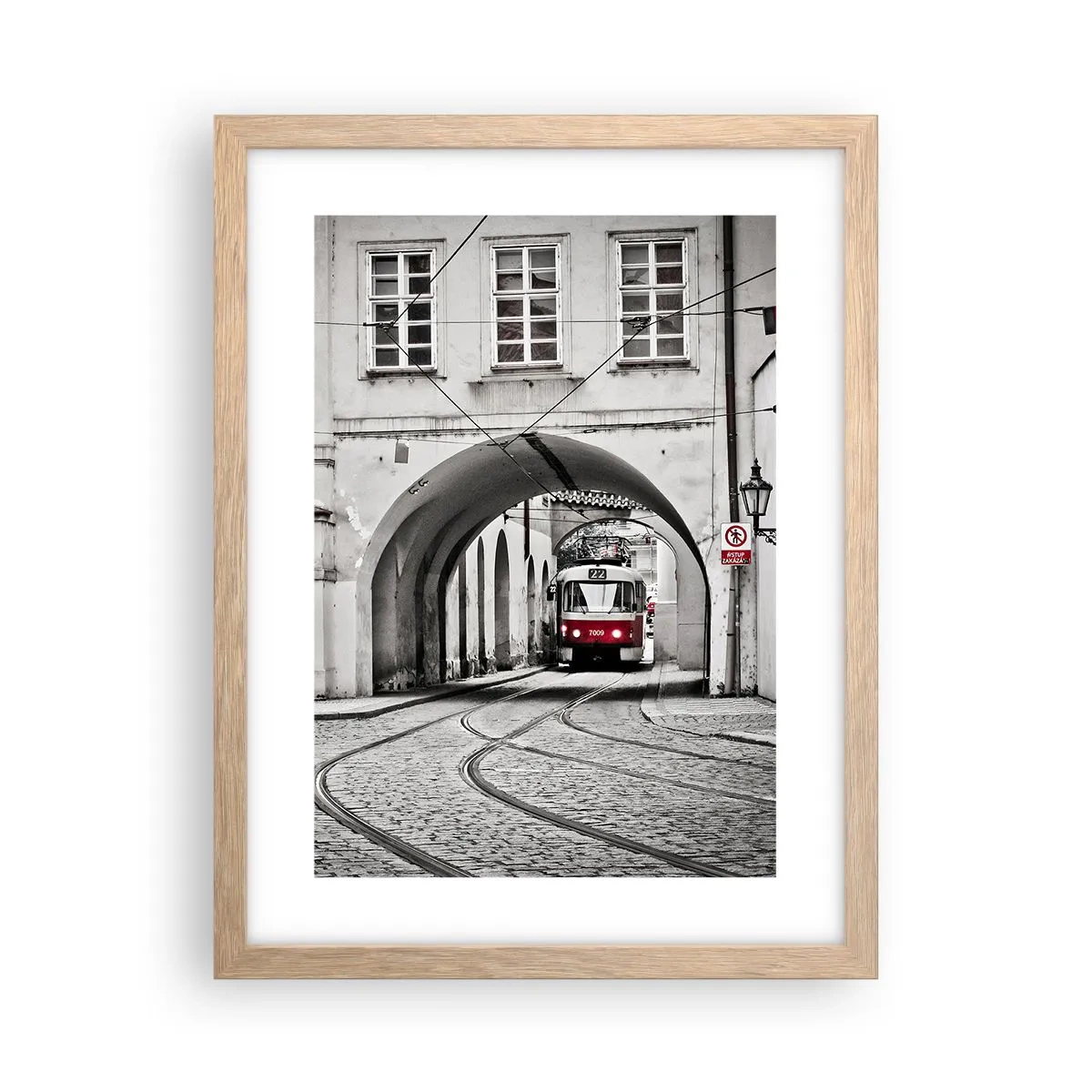Plakat i ramme af lyst egetræ - Gennem byens labyrint - 30x40 cm