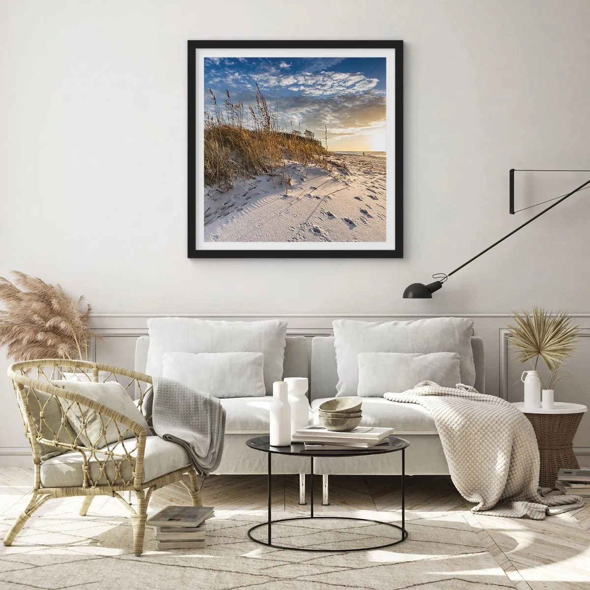 Plakat i sort ramme - Indbydelse til en vandretur - 40x40 cm