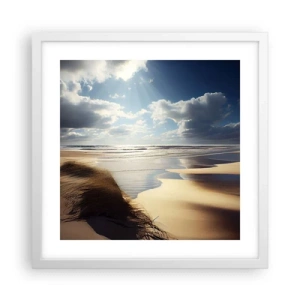 Plakat i hvid ramme - Strand, vild strand - 40x40 cm