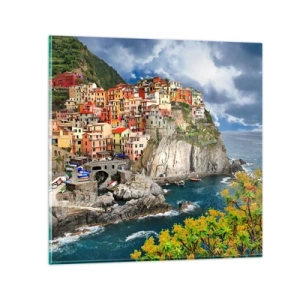 Billede på glas - En klynge klæber sig til klipperne - 70x70 cm