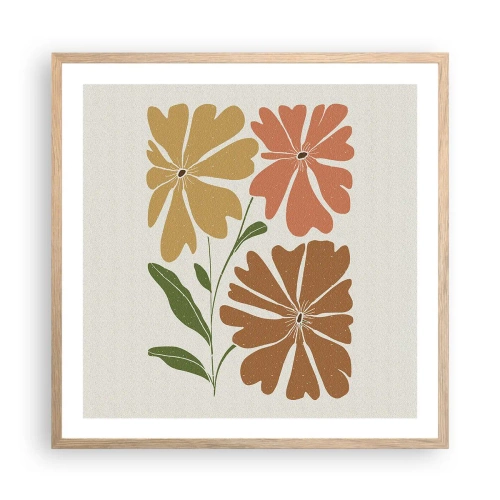 Plakat i ramme af lyst egetræ - Natur og geometri - 60x60 cm