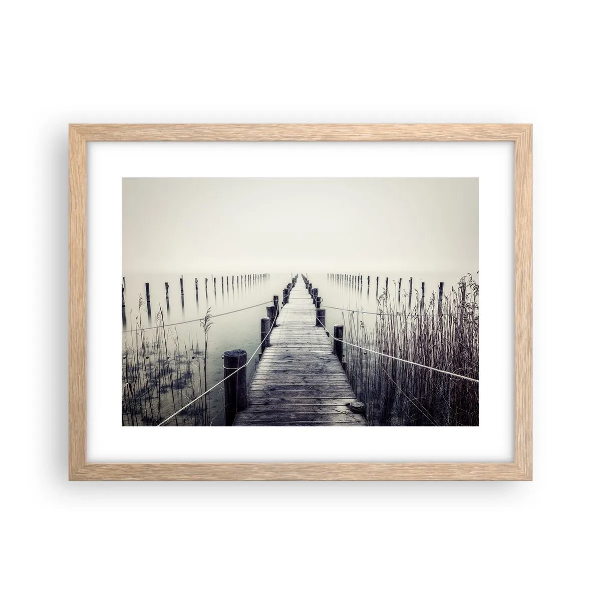 Plakat i ramme af lyst egetræ - Fordyb dig i fred - 40x30 cm