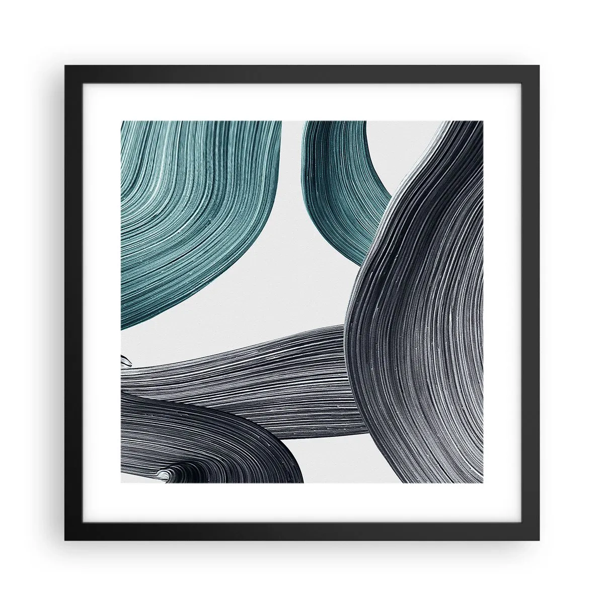 Plakat i sort ramme - Smaragdgrønne og sorte stier - 40x40 cm
