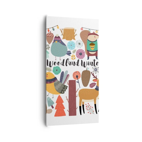Lærredstryk - Billede på lærred - En eventyrlig jul i skoven - 65x120 cm