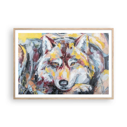 Plakat i ramme af lyst egetræ - Fred blandt kære - 100x70 cm