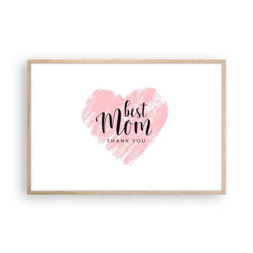 Plakat i ramme af lyst egetræ - Altid det rette øjeblik - 91x61 cm