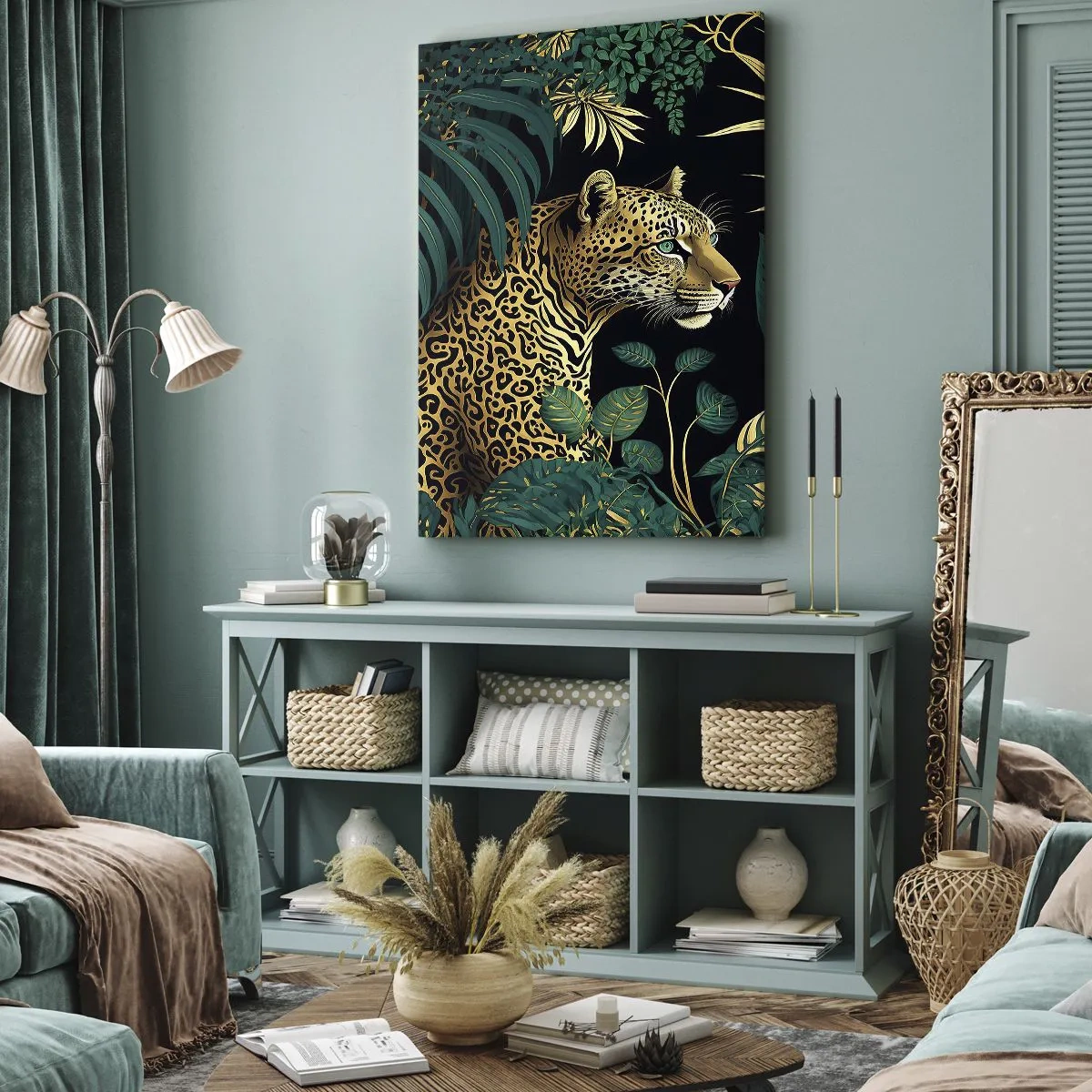 Lærredstryk - Billede på lærred - Værten i junglen - 55x100 cm