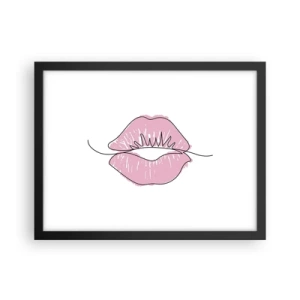 Plakat i sort ramme - Klar til at kysse? - 40x30 cm