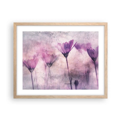 Plakat i ramme af lyst egetræ - En drøm af blomster - 50x40 cm