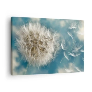 Lærredstryk - Billede på lærred - En udblæst mælkebøtte mod en blå himmel - 70x50cm - En engels åndedræt - Moderne vægdekoration til stue og soveværelse ARTTOR