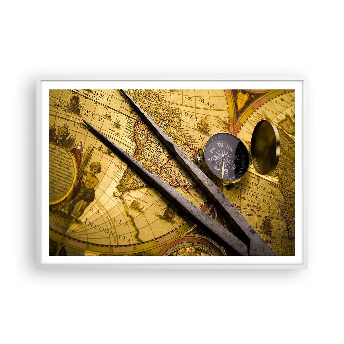 Plakat i hvid ramme - Hvor er skattene? - 100x70 cm