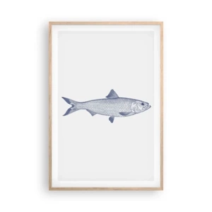 Plakat i ramme af lyst egetræ - Hilsner fra de nordlige have - 61x91 cm