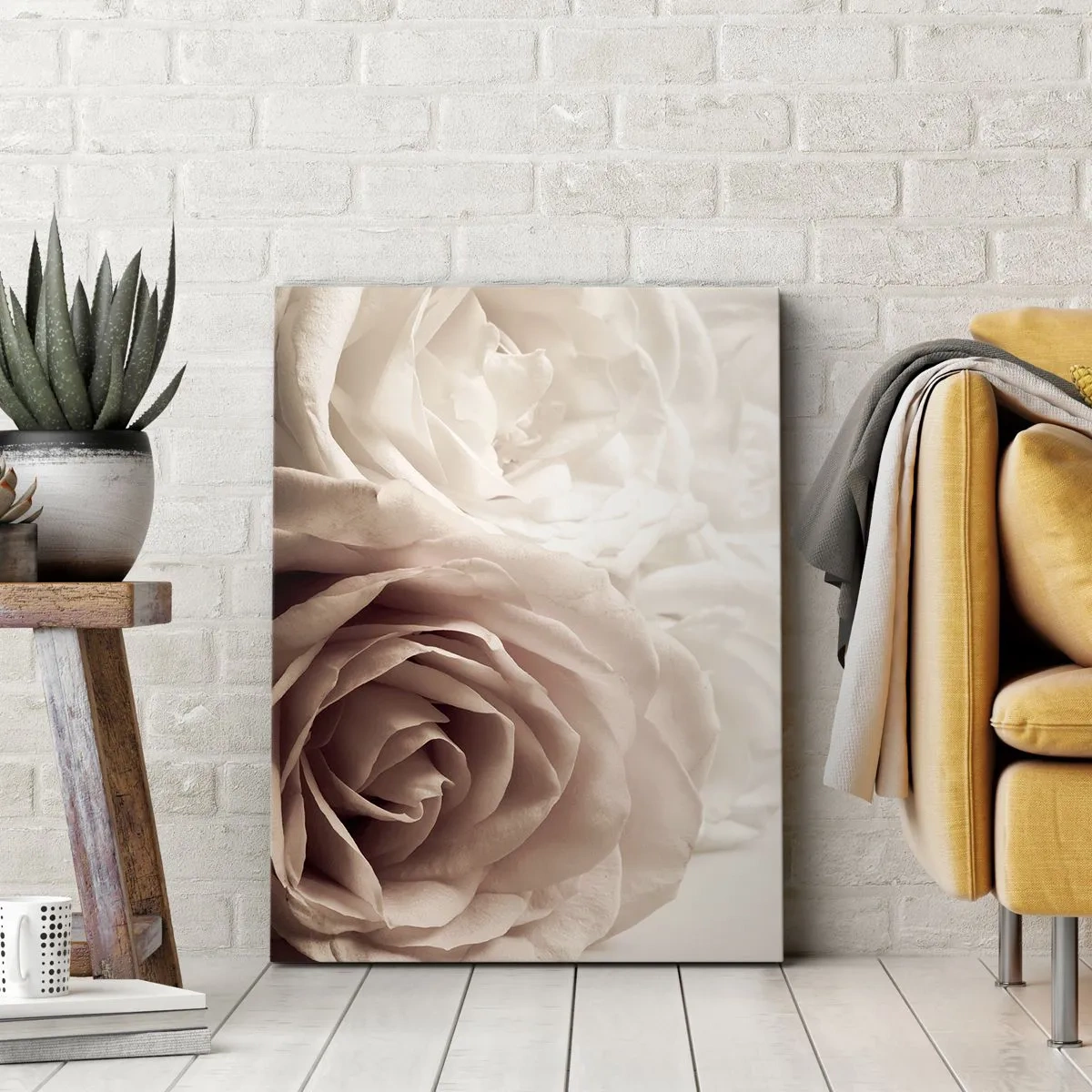 Lærredstryk - Billede på lærred - I rosens hjerte - 50x70 cm