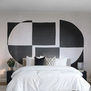 Fototapet Selvklæbende Deluxe Sticker - Antitese - syntese - Abstraktion, Stykke, Sort og hvid - 450x315 cm