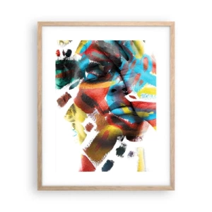 Plakat i ramme af lyst egetræ - Farverig personlighed - 40x50 cm