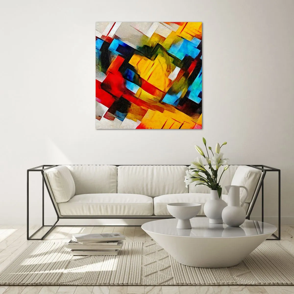Billede på glas - Flerfarvet lagdeling - 30x30 cm