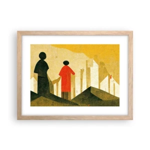 Plakat i ramme af lyst egetræ - Stadig langt væk - 40x30 cm