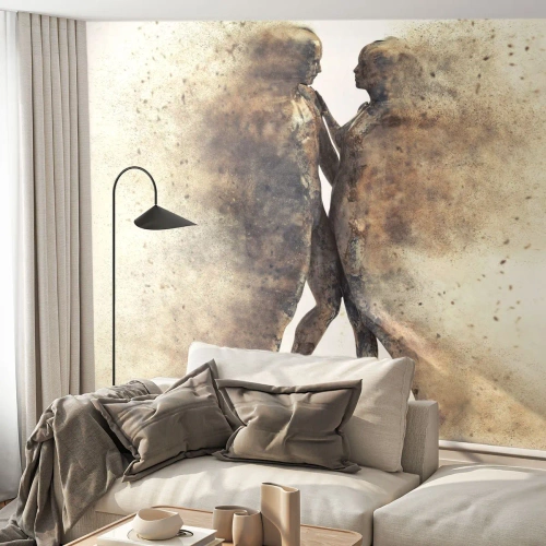 Fototapet Premium Sand - Fra støv steg de til kærlighed - Abstraktion, Kvinde og mand, Elsker - 300x210 cm