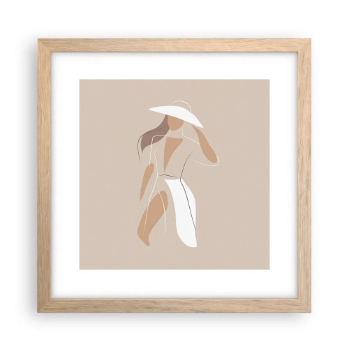 Plakat i ramme af lyst egetræ - Mode er sjovt - 30x30 cm