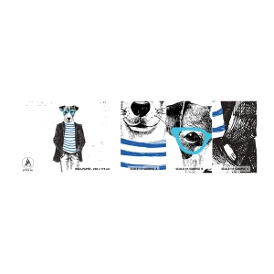 Prøve Fototapet Selvklæbende Deluxe Sticker - En charme til hunden - Abstraktion, Mand, Hund - 100x30 cm