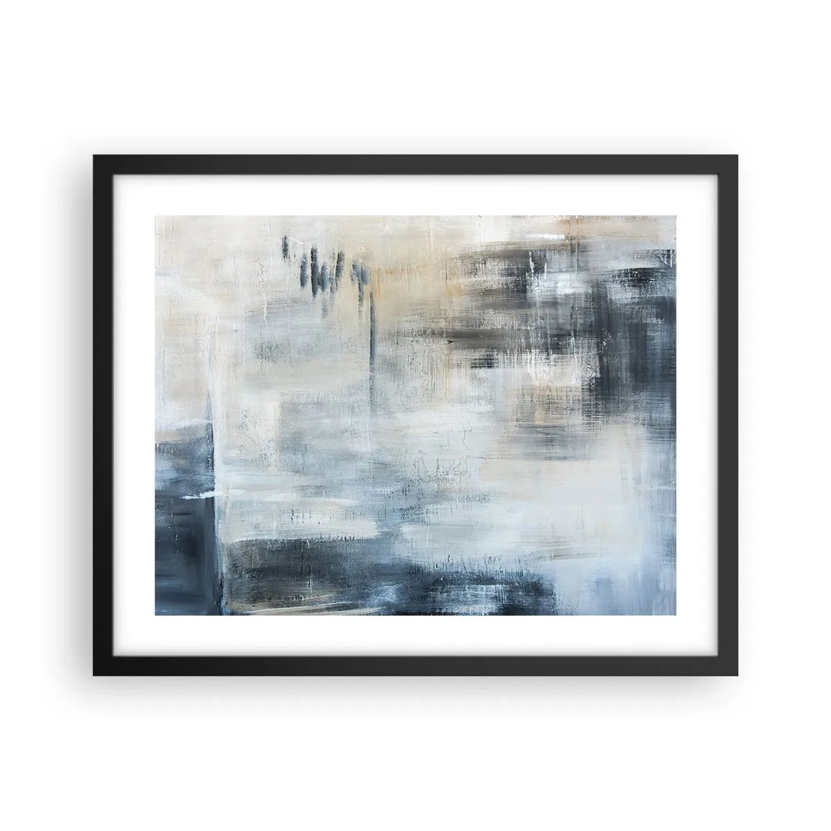 Plakat i sort ramme - Bag et slør af blåt - 50x40 cm