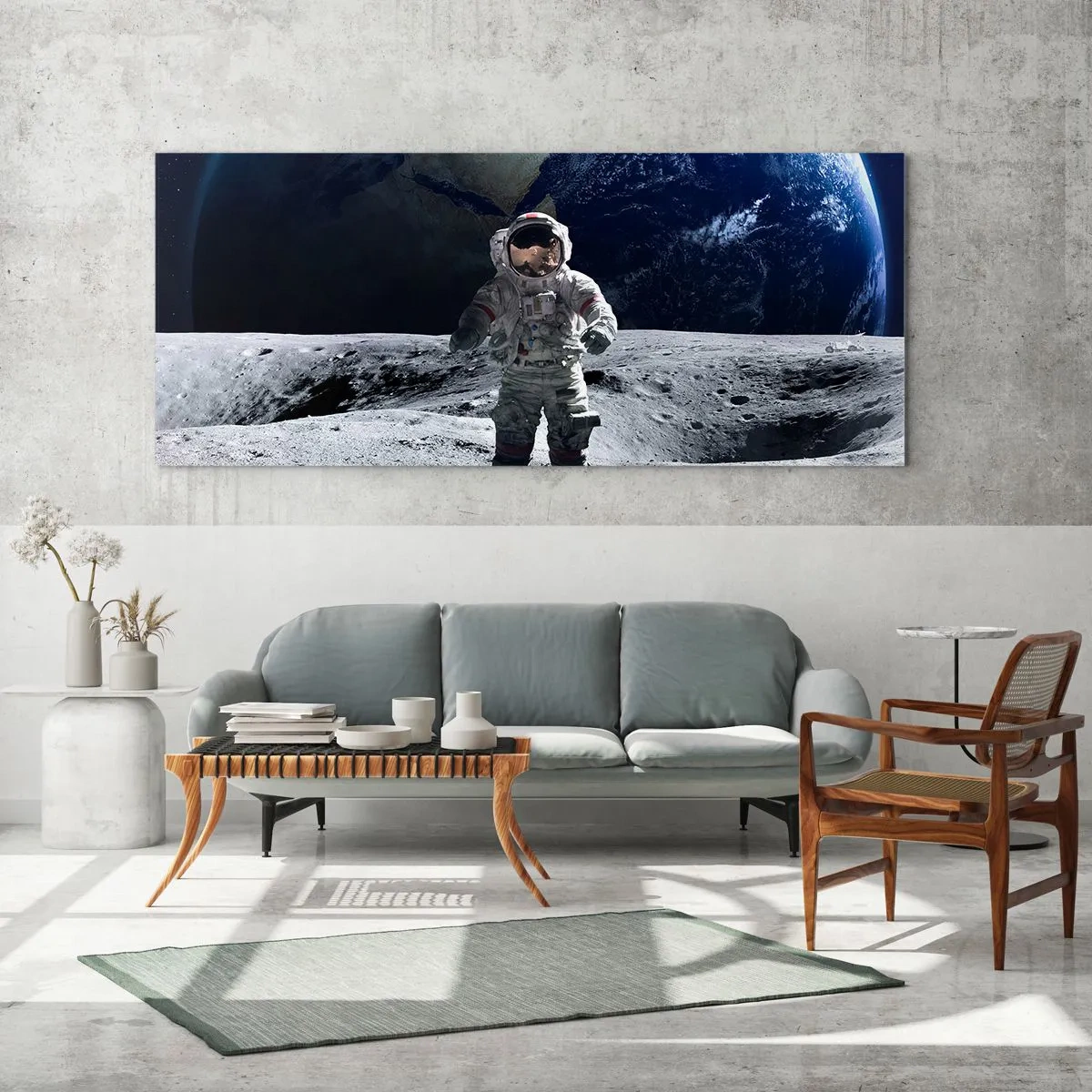 Billede på glas - Hilsner fra månen - 100x40 cm