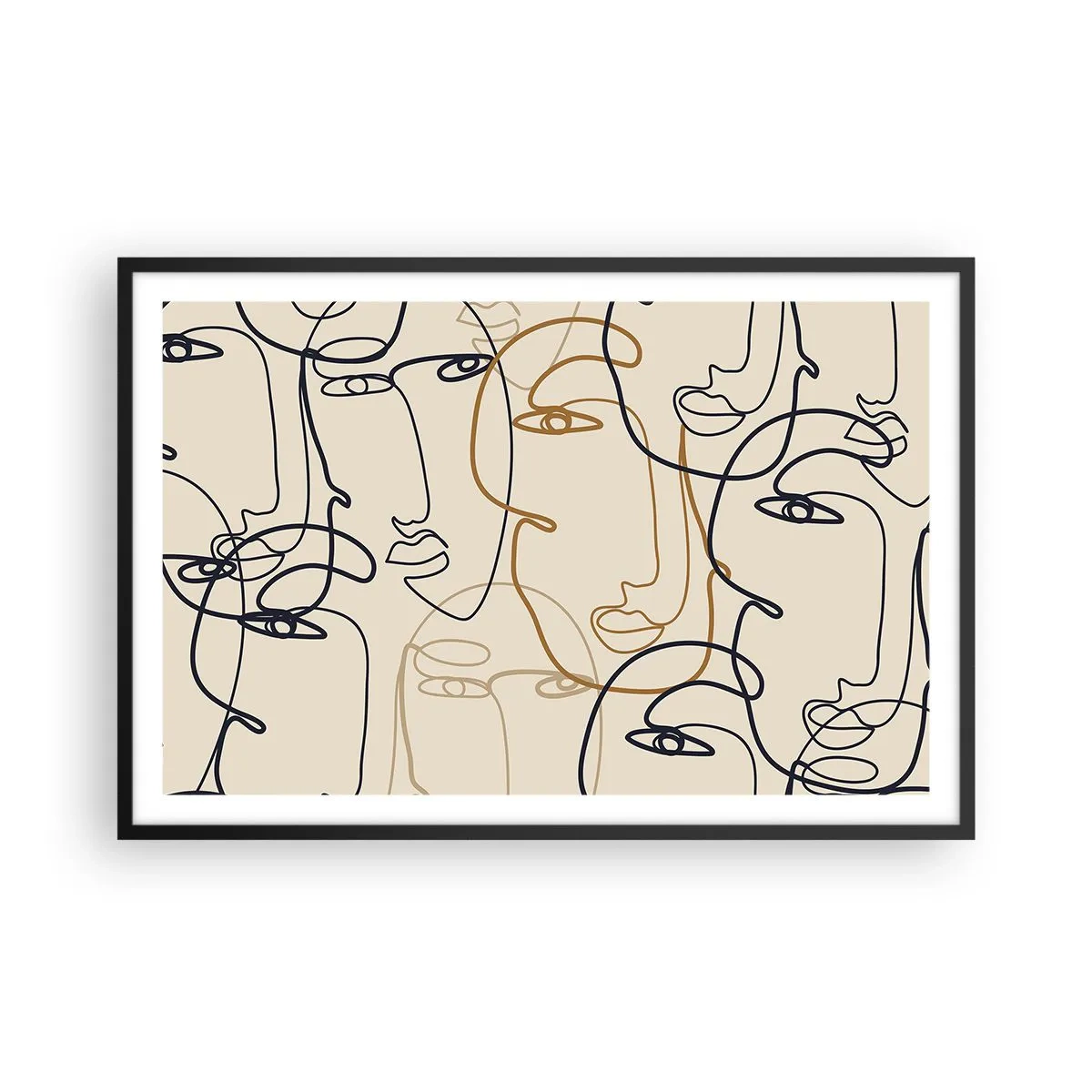 Plakat i sort ramme - Portræt ganget med hinanden - 91x61 cm